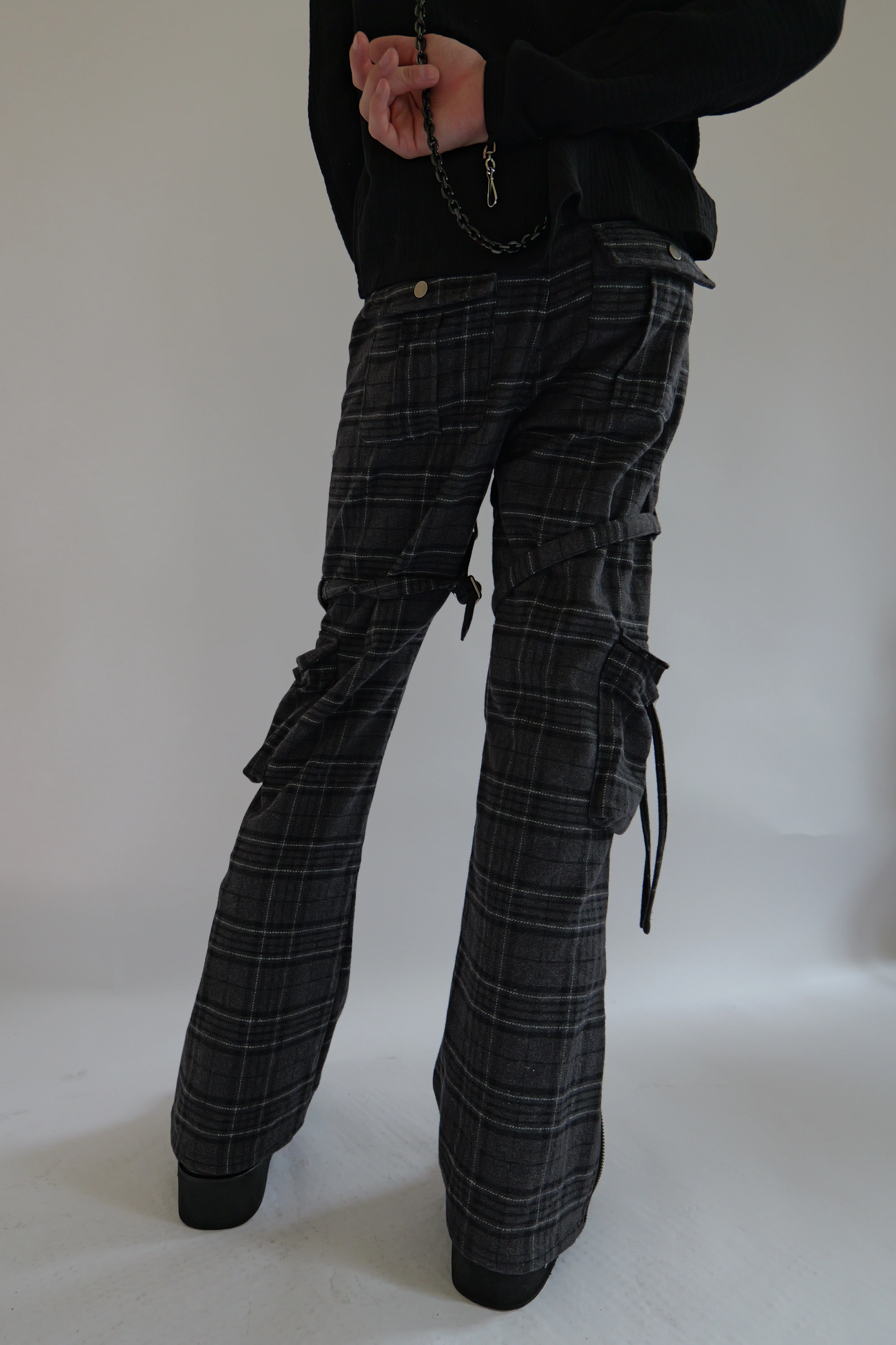 Black Plaid bondage cargos - Image 2
