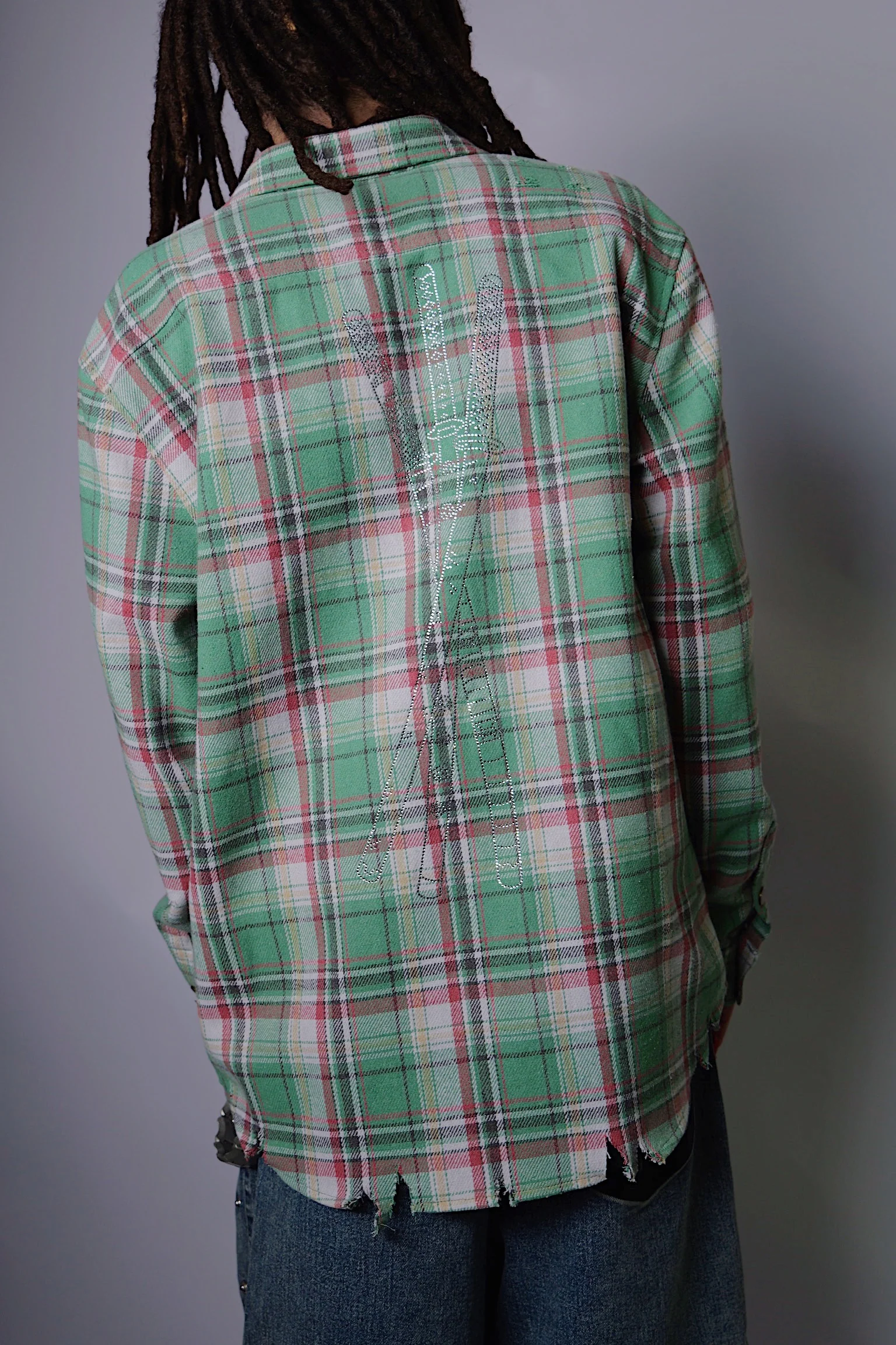 Three sword flannel green