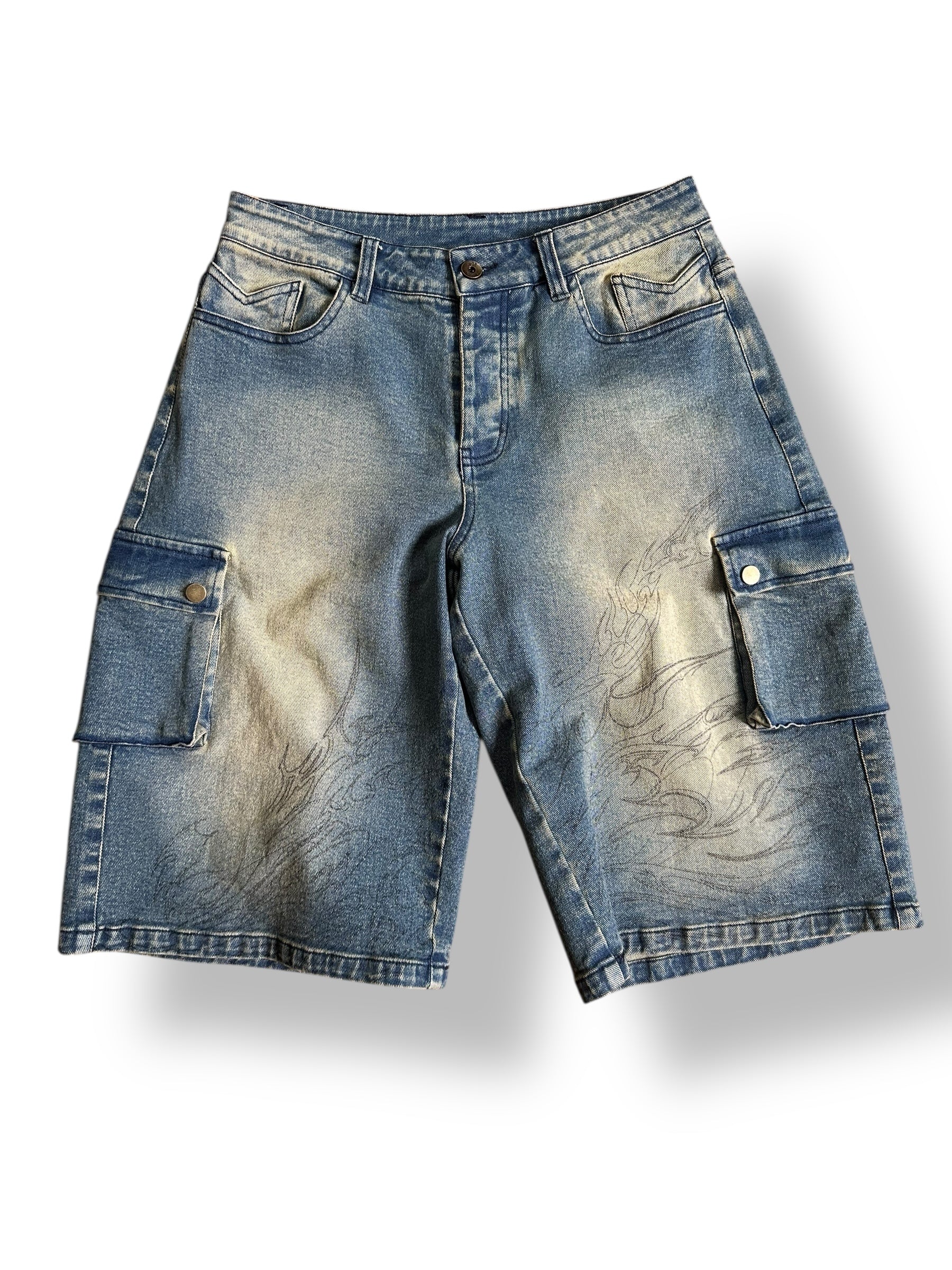 Washed Blue 2nd Gear Jorts - Image 5